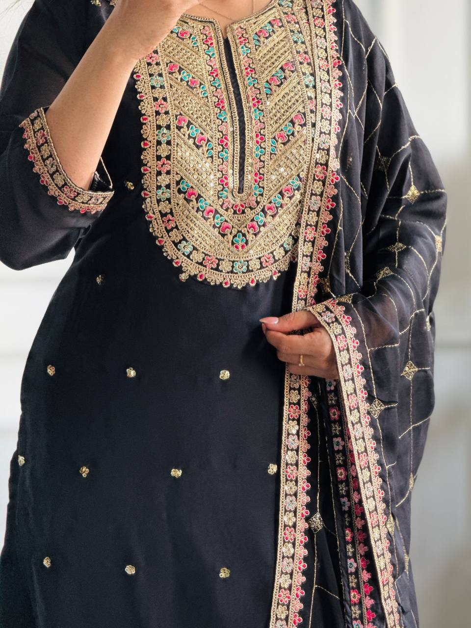 Classy Party Wear Look in Cosmo Silk with Heavy Sequin Work and Fancy Dupatta