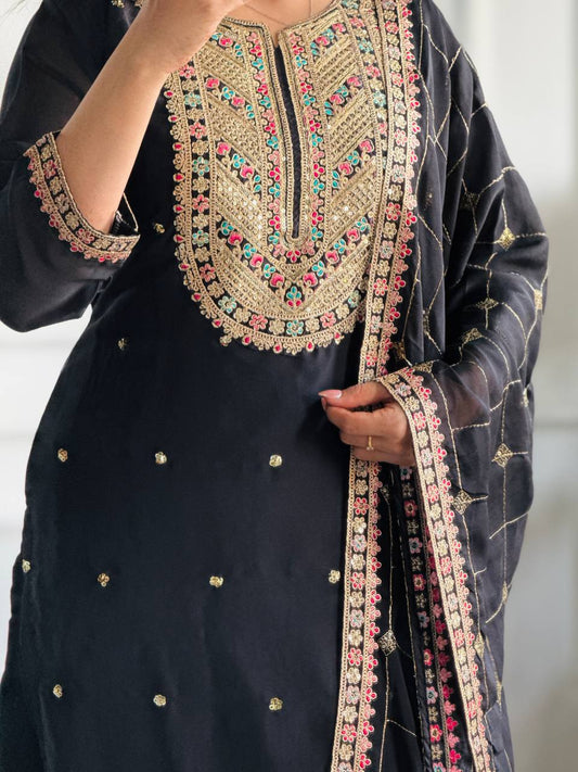 Classy Party Wear Look in Cosmo Silk with Heavy Sequin Work and Fancy Dupatta