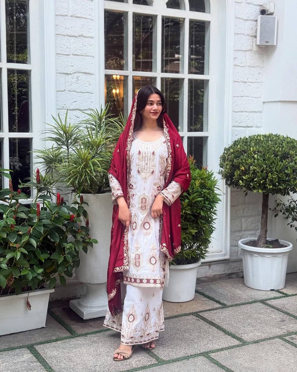 New Designer Party Look in Heavy Chinon Silk with Fancy Dupatta and Embroidery Work