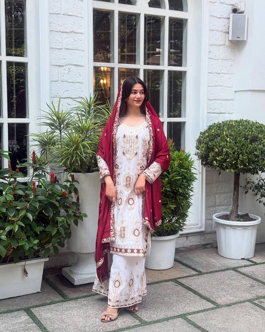 New Designer Party Look in Heavy Chinon Silk with Fancy Dupatta and Embroidery Work