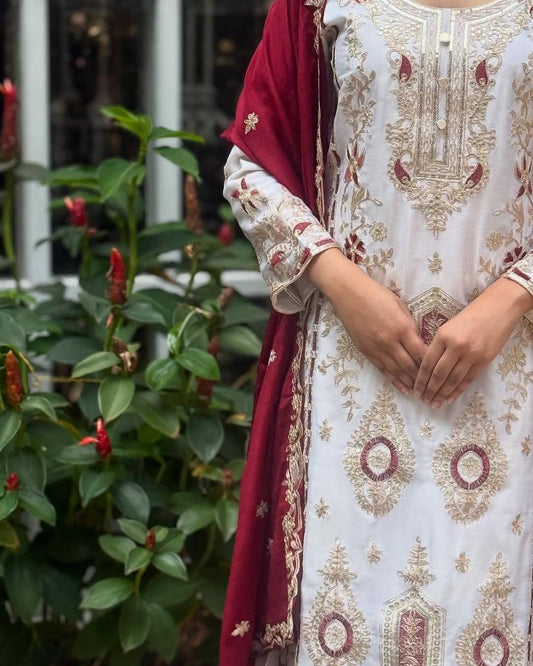 New Designer Party Look in Heavy Chinon Silk with Fancy Dupatta and Embroidery Work
