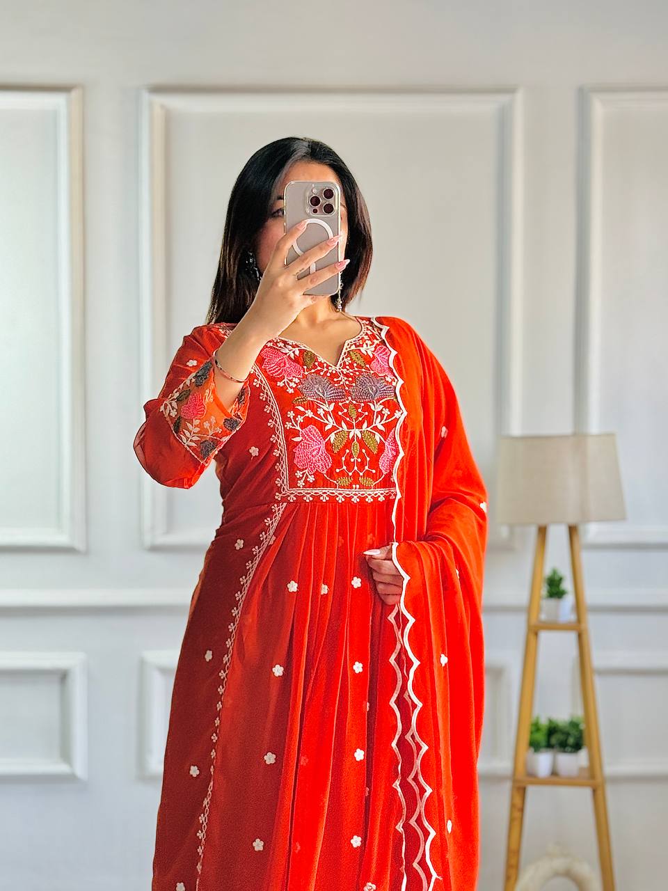 Stylish Party Wear Ensemble with Heavy Faux Georgette Top, Pant, and Embroidered Fancy Dupatta