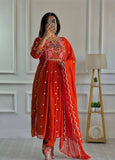 Stylish Party Wear Ensemble with Heavy Faux Georgette Top, Pant, and Embroidered Fancy Dupatta
