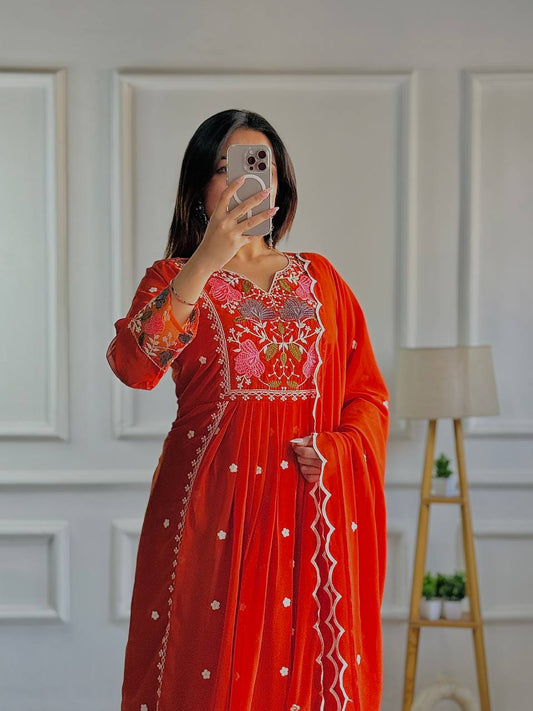 Stylish Party Wear Ensemble with Heavy Faux Georgette Top, Pant, and Embroidered Fancy Dupatta