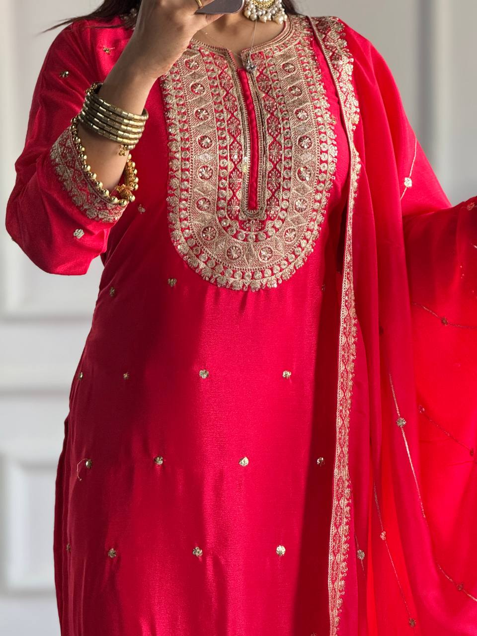 Pure Cosmo Silk Designer Party Wear Top and Pant with Intricate Heavy Embroidery and Sequins Work