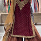 Trendy Brown Embroidered Work Sharara Pair - Jaipur Blossom