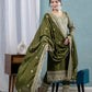 Pure Heavy Chinnon Silk Top with Full Embroidery Sleeve and Matching Pant & Dupatta Set