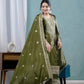 Pure Heavy Chinnon Silk Top with Full Embroidery Sleeve and Matching Pant & Dupatta Set