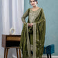 Pure Heavy Chinnon Silk Top with Full Embroidery Sleeve and Matching Pant & Dupatta Set