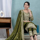 Pure Heavy Chinnon Silk Top with Full Embroidery Sleeve and Matching Pant & Dupatta Set