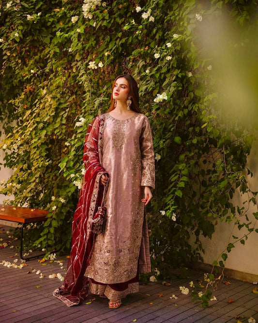 Heavily Embroidered Fancy Top-Plazzo Set with Matching Dupatta - Jaipur Blossom