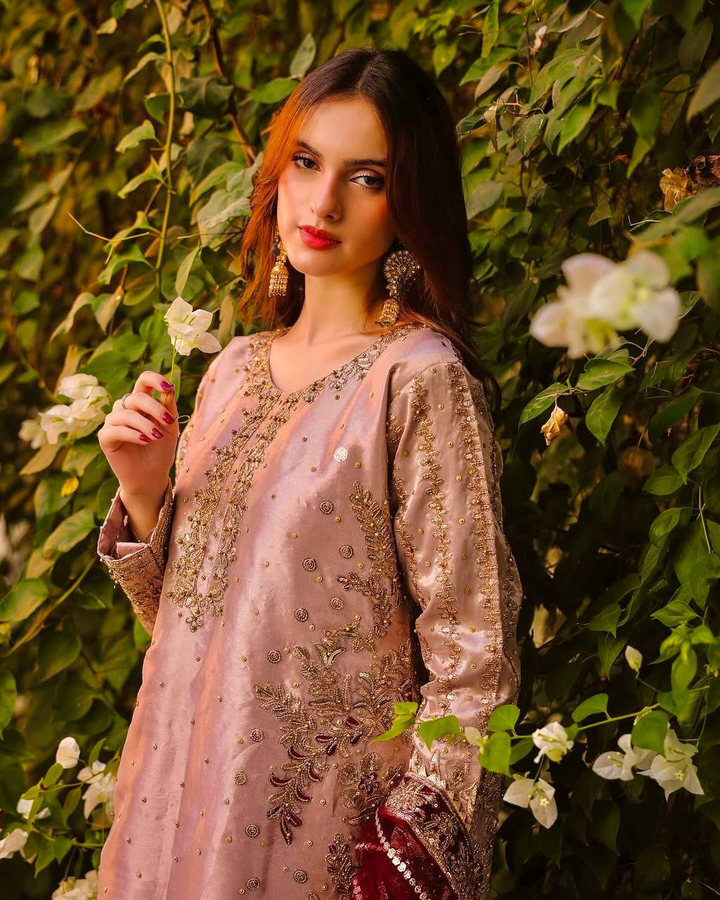 Heavily Embroidered Fancy Top-Plazzo Set with Matching Dupatta - Jaipur Blossom
