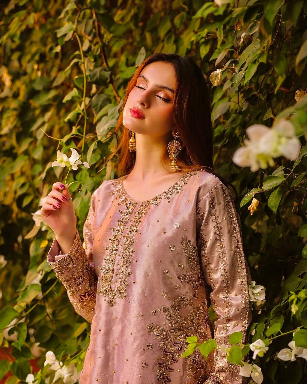 Heavily Embroidered Fancy Top-Plazzo Set with Matching Dupatta - Jaipur Blossom