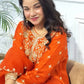 Festive Designer Wear: Orange Chinon Silk Top with Sharara and Stylish Dupatta