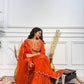 Festive Designer Wear: Orange Chinon Silk Top with Sharara and Stylish Dupatta
