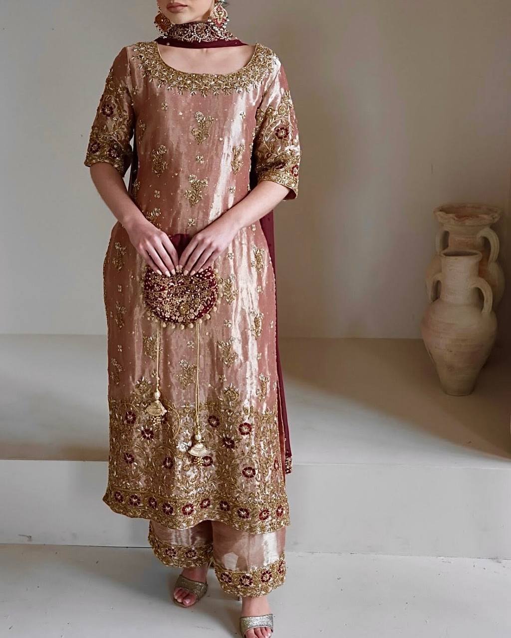 Occasion-Ready Fancy Plazzo Set with Heavy Embroidery & Sparkle Sequins - Jaipur Blossom