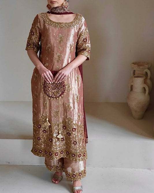 Occasion-Ready Fancy Plazzo Set with Heavy Embroidery & Sparkle Sequins - Jaipur Blossom