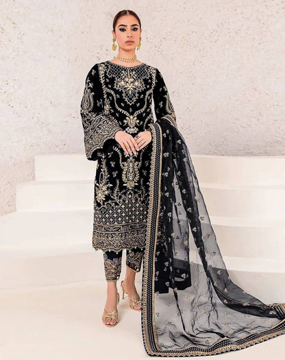 Premium Chinon Suit Set with Embroidery and Sequin Detailing - Jaipur Blossom