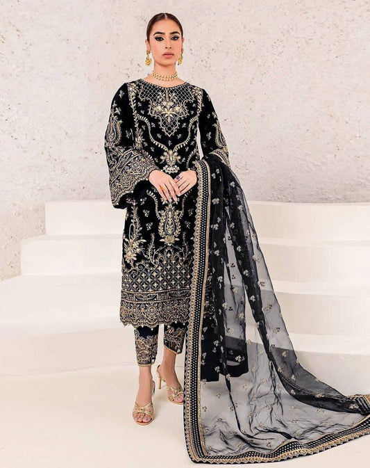 Premium Chinon Suit Set with Embroidery and Sequin Detailing - Jaipur Blossom