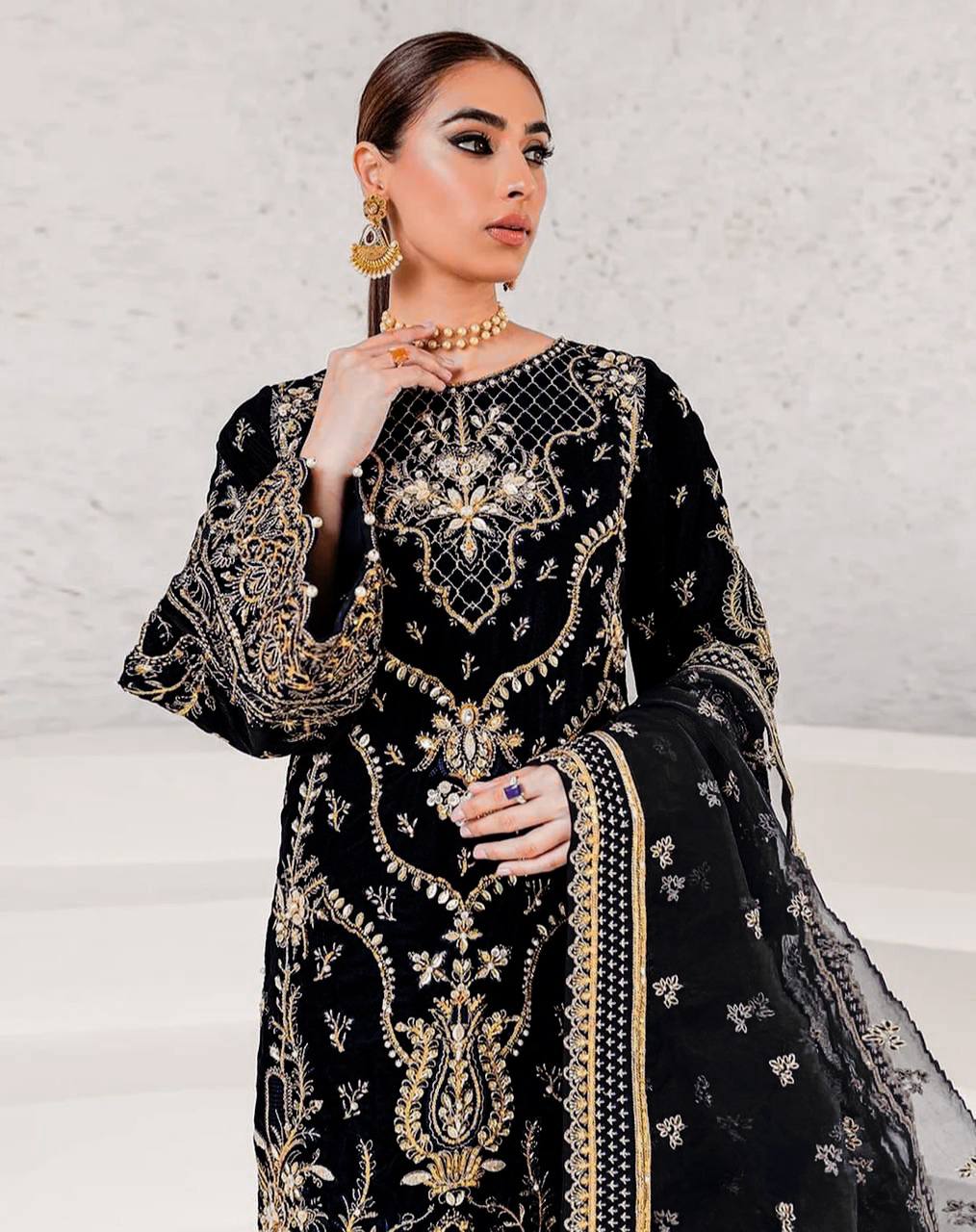 Premium Chinon Suit Set with Embroidery and Sequin Detailing - Jaipur Blossom