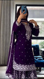 Heavy Embroidery Chinnon Silk Top with Sharara, Dupatta & Latkan Detailing