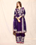 Heavy Embroidery Coding Sequence Work Set in Pure Chinnon Silk with Dupatta