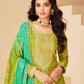 Green Chinon Printed Zari Palazzo Stitched Suit Set - Jaipur Blossom