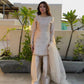 Elegant Cream Natural Satin Top with 5mm Embroidery and Farshi Plazzo - Jaipur Blossom