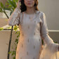 Elegant Cream Natural Satin Top with 5mm Embroidery and Farshi Plazzo - Jaipur Blossom