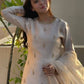 Elegant Cream Natural Satin Top with 5mm Embroidery and Farshi Plazzo - Jaipur Blossom