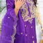 Designer Embroidered Chinon Silk Top and Sharara Suit with Fancy Dupatta