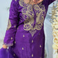 Designer Embroidered Chinon Silk Top and Sharara Suit with Fancy Dupatta