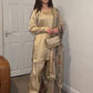 Heavy Japan Satin Silk Top with Sleeves and Coordinated Farshi Plazzo - Jaipur Blossom
