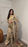 Heavy Japan Satin Silk Top with Sleeves and Coordinated Farshi Plazzo - Jaipur Blossom