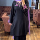 Black Designer Embroidered Rayon Silk Top with Farshi Plazzo for Evening Wear - Jaipur Blossom
