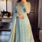 Sky Blue Party Sharara Suit with Fancy Top and Dupatta in Rich Fox Georgette - Jaipur Blossom