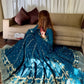 New Designer Party Wear Blue Heavy Star Georgette Gown with Pant and Embroidery Work