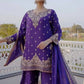 New Designer Party Wear Chinon Silk Top with Plazzo and Embroidered Fancy Dupatta