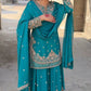 New Designer Party Wear Chinon Silk Top with Plazzo and Embroidered Fancy Dupatta