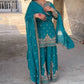 New Designer Party Wear Chinon Silk Top with Plazzo and Embroidered Fancy Dupatta