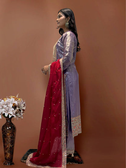Luxury Ready to Wear Suit with Premium Embroidery and Sequence Accents - Jaipur Blossom