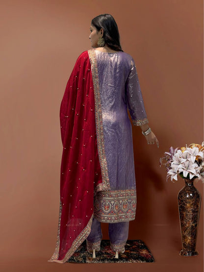 Luxury Ready to Wear Suit with Premium Embroidery and Sequence Accents - Jaipur Blossom