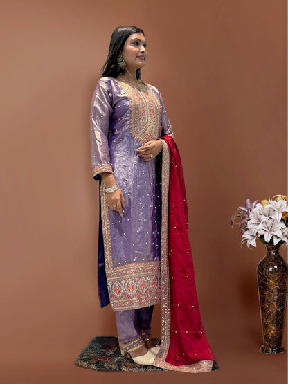 Luxury Ready to Wear Suit with Premium Embroidery and Sequence Accents - Jaipur Blossom