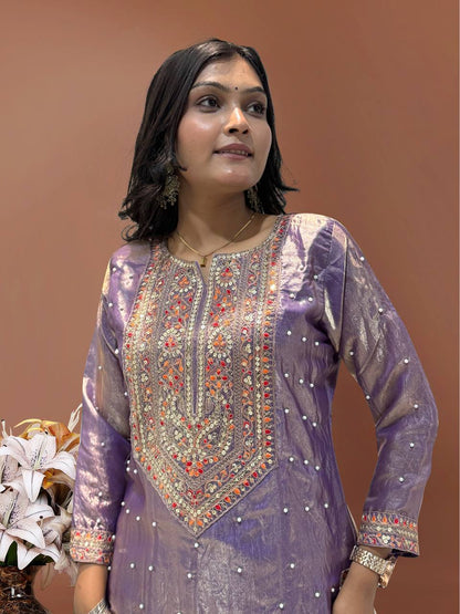 Luxury Ready to Wear Suit with Premium Embroidery and Sequence Accents - Jaipur Blossom
