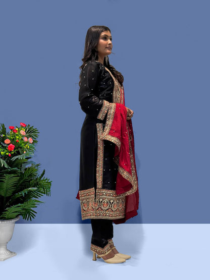 Luxury Ready to Wear Suit with Premium Embroidery and Sequence Accents - Jaipur Blossom