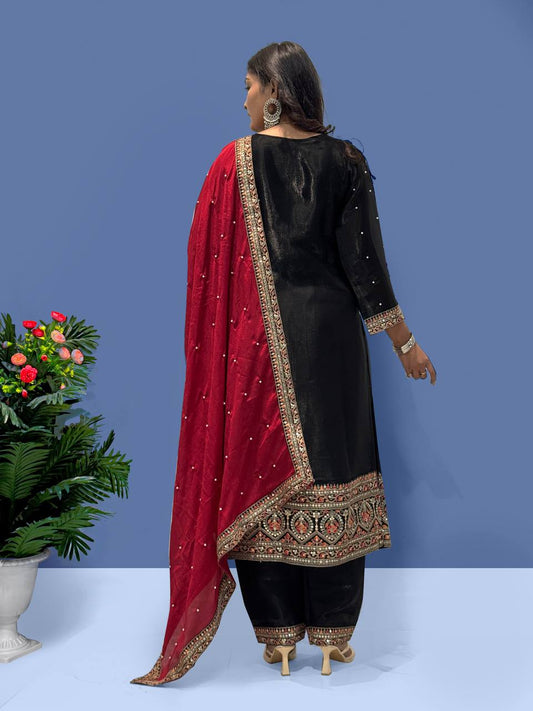 Luxury Ready to Wear Suit with Premium Embroidery and Sequence Accents - Jaipur Blossom