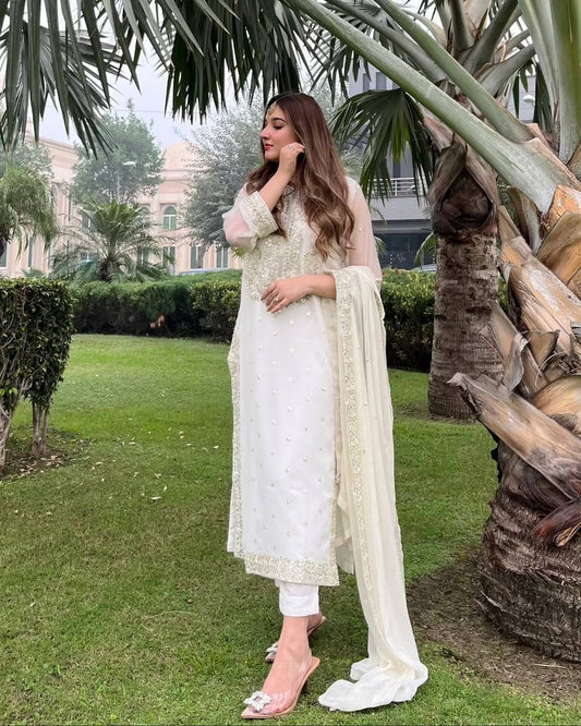 Ready to Wear Designer Set in Heavy Georgette with Sequin Embroidery - Jaipur Blossom