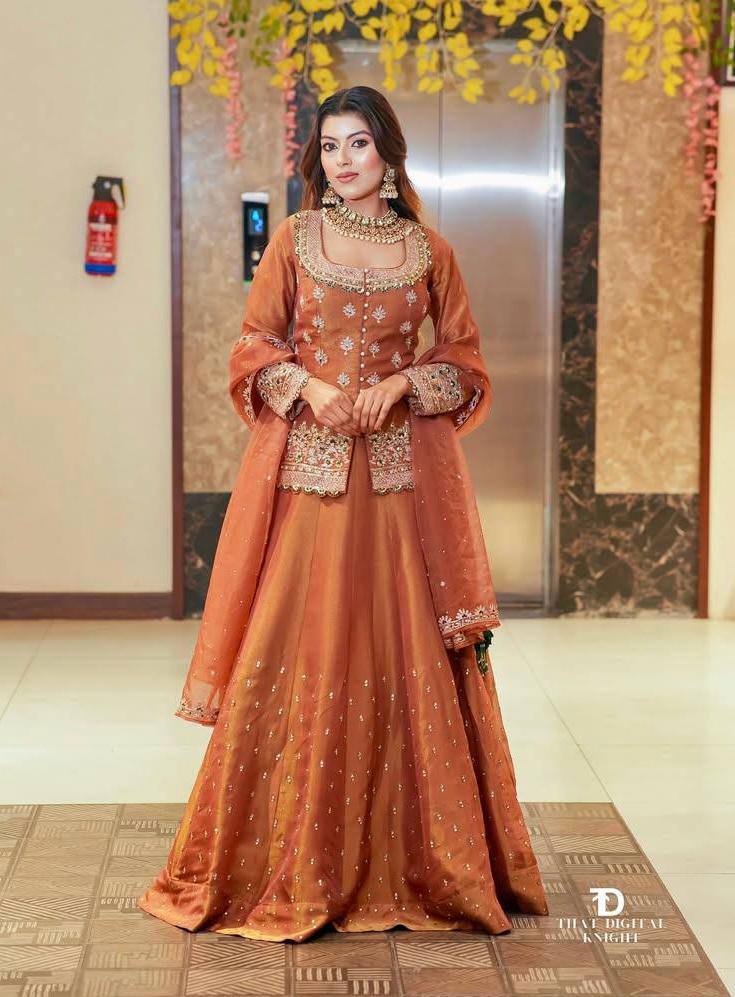 Premium Designer Lehenga Set in Shimmer Silk with Sequin and Pearl Embellishments - Jaipur Blossom
