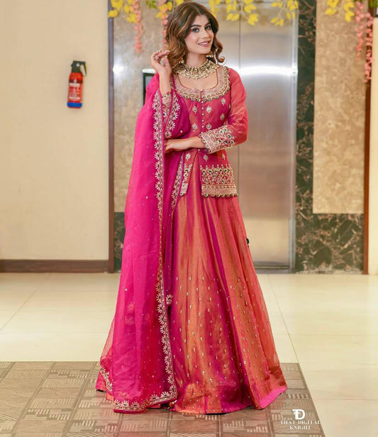 Premium Designer Lehenga Set in Shimmer Silk with Sequin and Pearl Embellishments - Jaipur Blossom