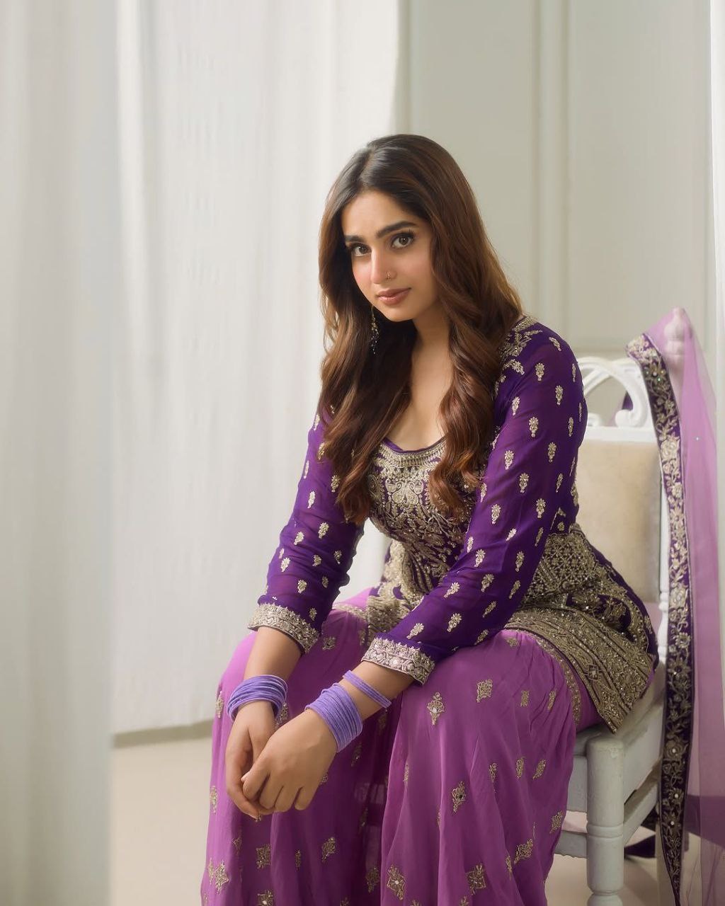 Designer Purple Ensemble with Embroidered Top and Flowing Palazzo - Jaipur Blossom